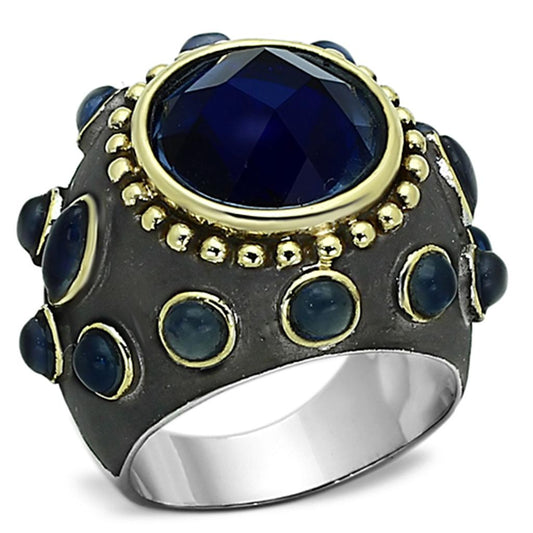 LOA880 Reverse Two-Tone Brass Ring with Synthetic