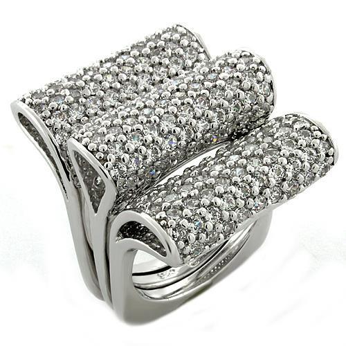 LOAS1047 - Rhodium 925 Sterling Silver Ring with AAA Grade CZ  in