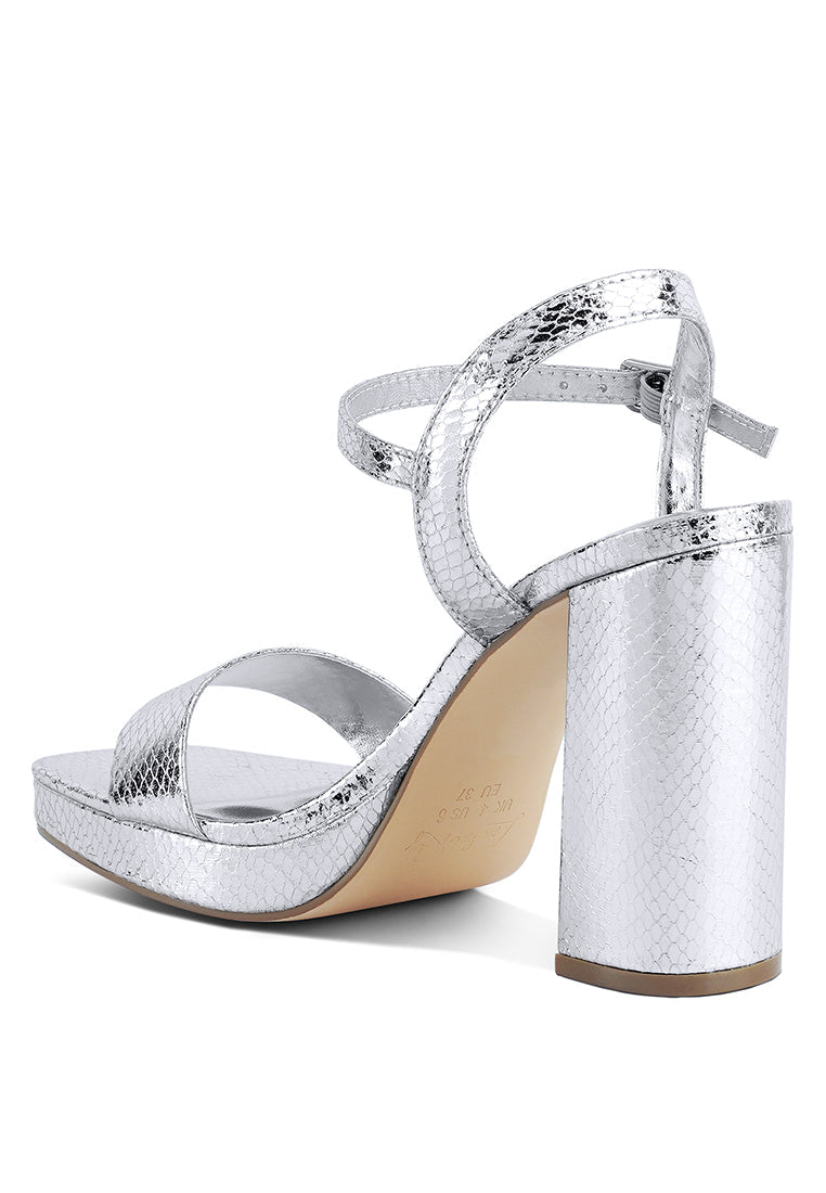 Merengue Textured High Block Heel Sandals