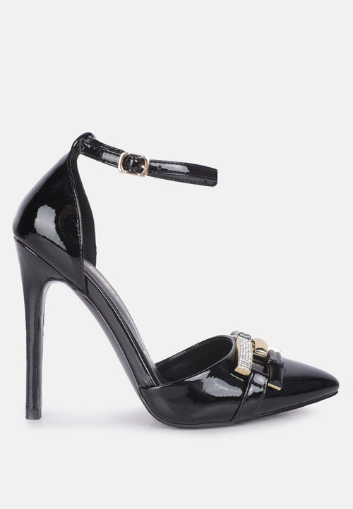 Mocktail Buckle Embellished Stiletto Heels