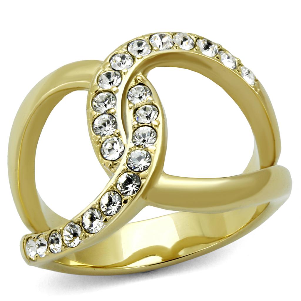 TK2253 - Two-Tone IP Gold (Ion Plating) Stainless Steel Ring with Top