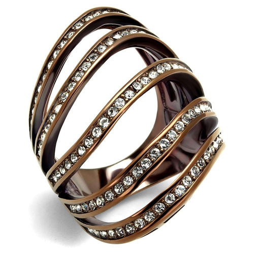 TK2985 - IP Coffee light Stainless Steel Ring with Top Grade Crystal