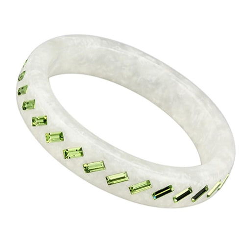 VL093 -  Resin Bangle with Top Grade Crystal  in Peridot